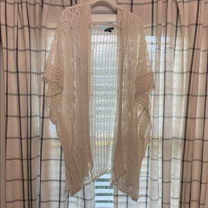 Torrid Cream Open-Knit Poncho